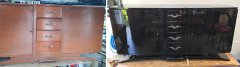 Art Deco Sideboard restauriert schwarz hochglanz